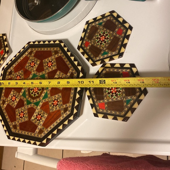 COPY - Spain Wood Inlay Tray and Coasters - Picture 5 of 6